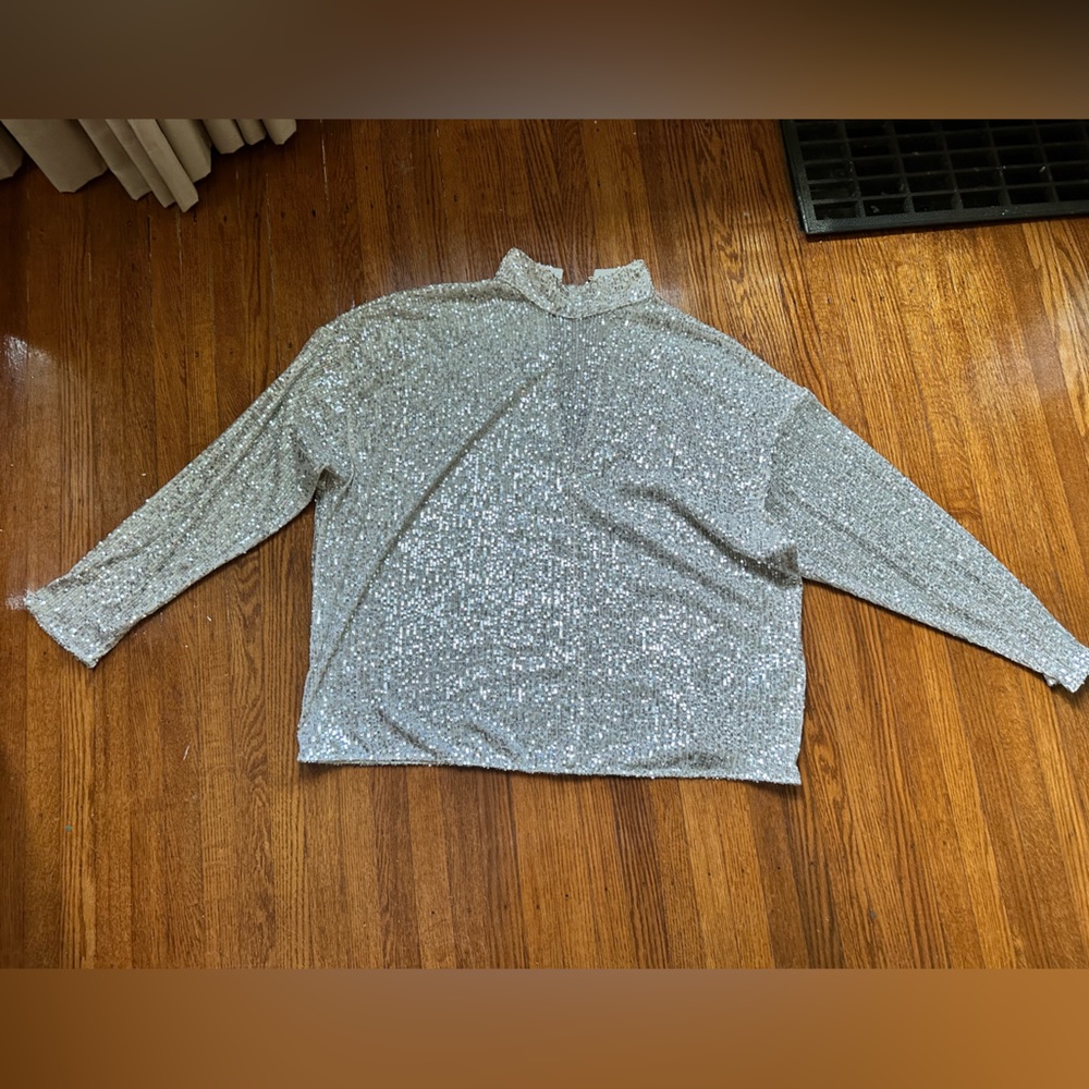 High collar sequin top